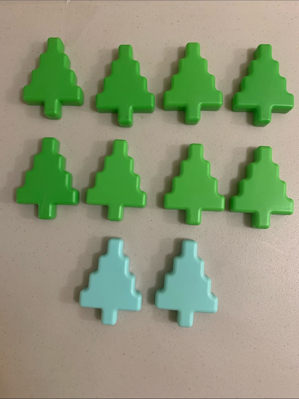 Vintage Little Tikes Wee Waffle Blocks Christmas Trees Lot Green Blue 10 Pieces - Picture 2 of 3